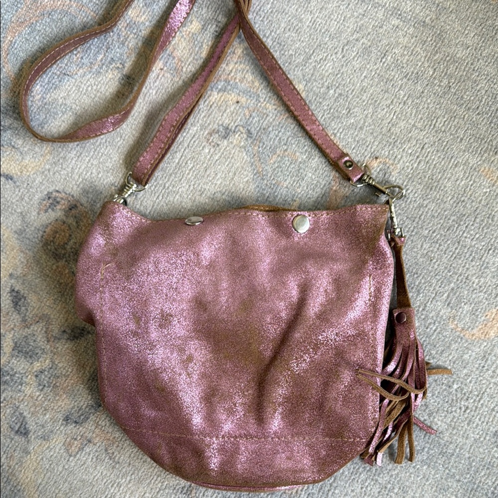 Metallic Pink leather Shoulder Bag